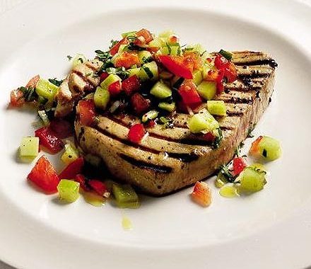 Tuna steaks with cucumber relish recipe