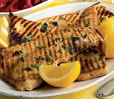 Pesce spada steccato e grigliato (Griddled garlic & mint studded swordfish) recipe