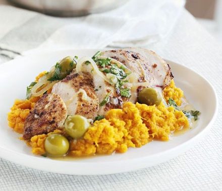 Moroccan chicken with sweet potato mash recipe