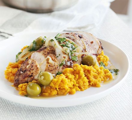 Moroccan chicken with sweet potato mash recipe 