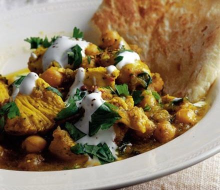 Fragrant chicken curry with chick peas recipe