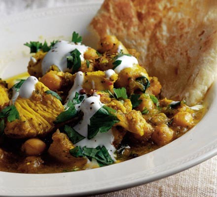 Fragrant chicken curry with chick peas recipe 