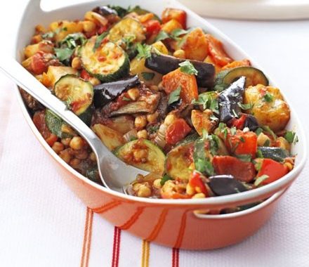 Roast summer vegetables & chickpeas recipe