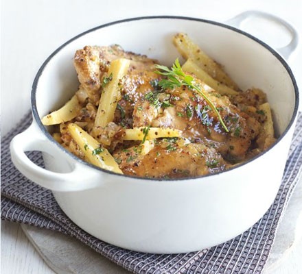 Honey mustard chicken pot with parsnips recipe 