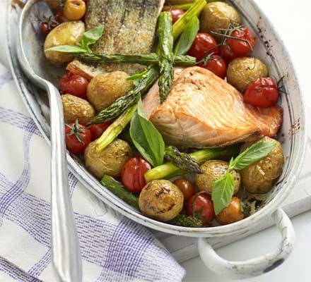 One-pan salmon with roast asparagus recipe 