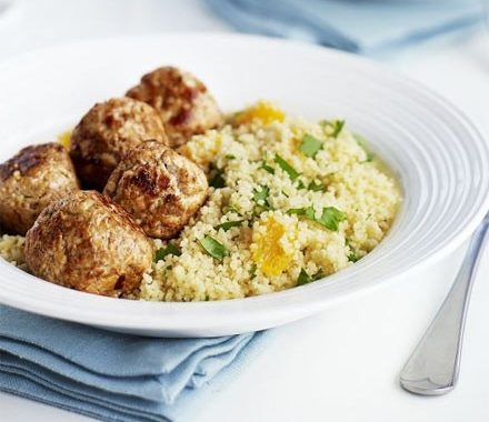 Moroccan turkey meatballs with citrus couscous recipe
