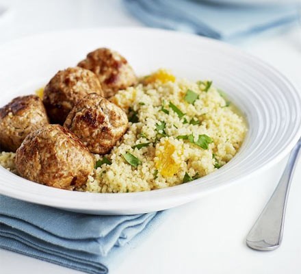 Moroccan turkey meatballs with citrus couscous recipe 