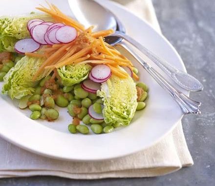 Healthy salad with ginger soy dressing recipe