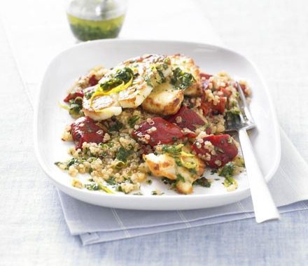 Quinoa salad with grilled halloumi recipe