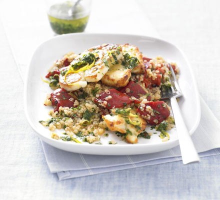 Quinoa salad with grilled halloumi recipe 