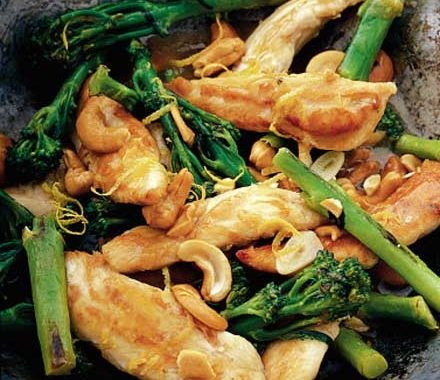 Broccoli lemon chicken with cashews recipe