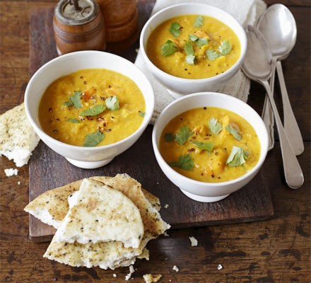 Vegan curried squash, lentil & coconut soup recipe 