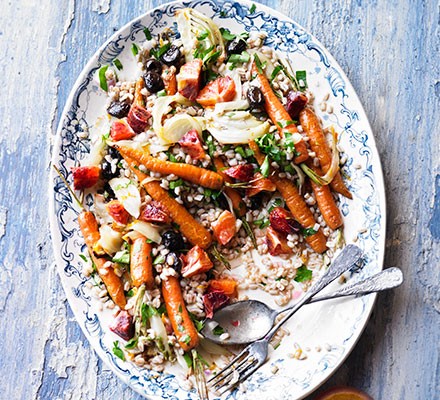 Roasted carrot, spelt, fennel & blood orange salad recipe 