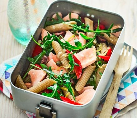 Salmon pasta salad with lemon & capers recipe
