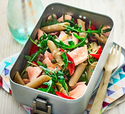 Salmon pasta salad with lemon & capers recipe 