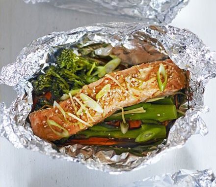Teriyaki salmon parcels recipe