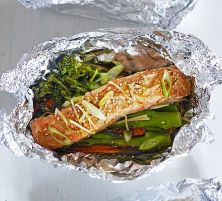 Teriyaki salmon parcels recipe 