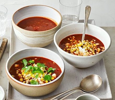 Smoky tomato, chipotle & charred corn soup recipe