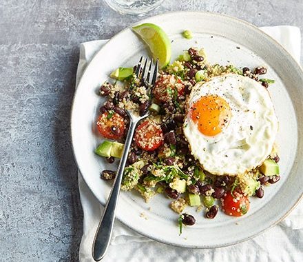 South American-style quinoa with fried eggs recipe