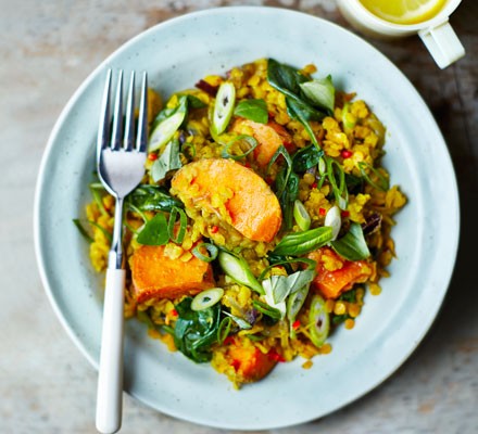 Spinach, sweet potato & lentil dhal recipe 