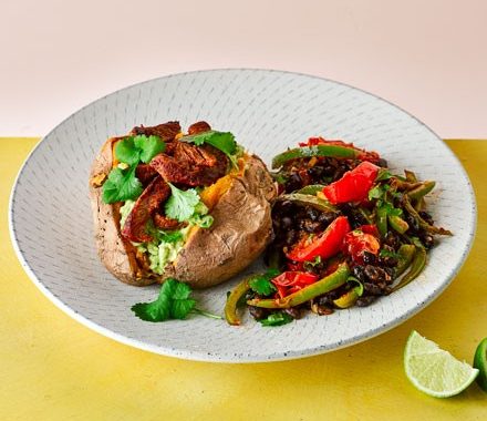 Stir-fry chilli beef with sweet potato jackets recipe