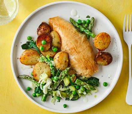 Tarragon roast chicken with summer greens recipe