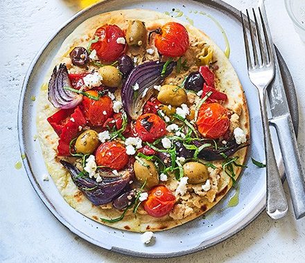 Veggie-loaded flatbread recipe