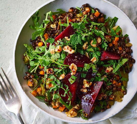 Puy lentil salad with beetroot & walnuts recipe 
