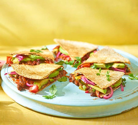 Spicy bean &amp; avocado quesadillas recipe 