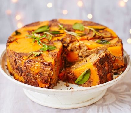 Butternut, chestnut & lentil cake recipe