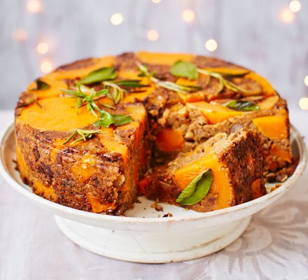 Butternut, chestnut & lentil cake recipe 