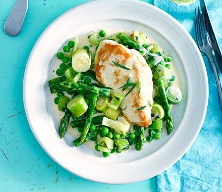 Creamy chicken & asparagus braise recipe