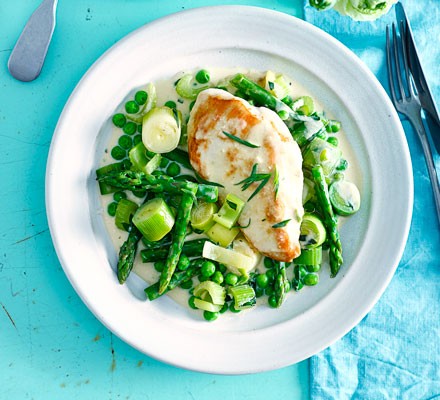 Creamy chicken & asparagus braise recipe 