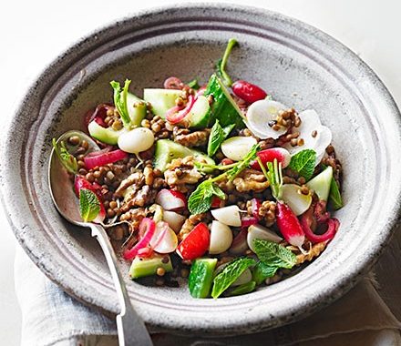 Radish, lentil & mint salad recipe