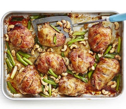 Sticky Chinese five-spice chicken traybake recipe