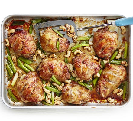 Sticky Chinese five-spice chicken traybake recipe 