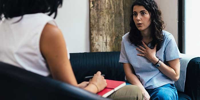 Talking therapy in a CBT session