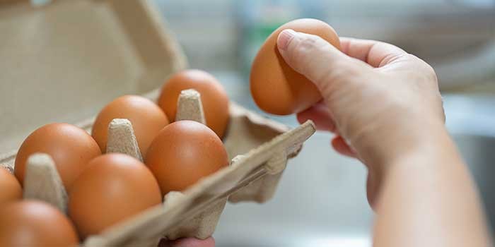 Eggs in an egg box