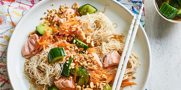 Salmon & smacked cucumber noodles