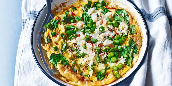 Crab and asparagus omelette