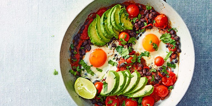 Avocado & black bean eggs
