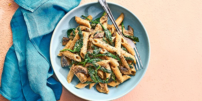 Creamy spinach & mushroom penne