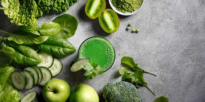 Green foods and a green smoothie