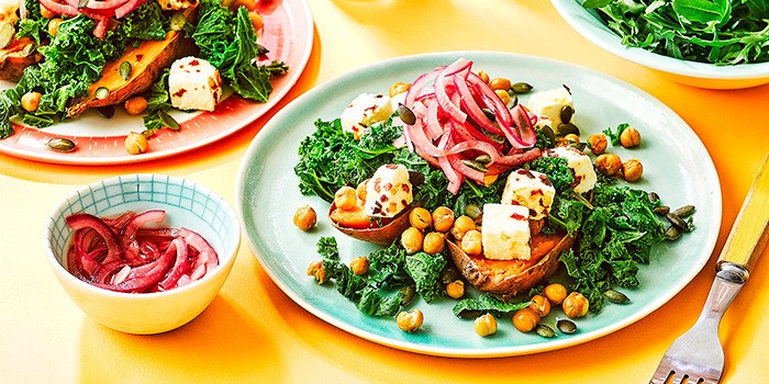 Feta & kale loaded sweet potato