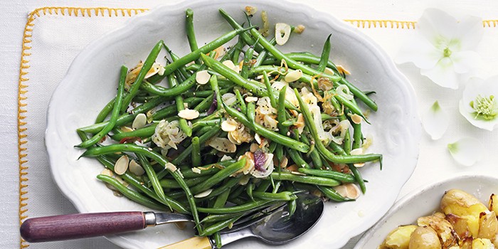 Green beans with shallots garlic and toasted almonds