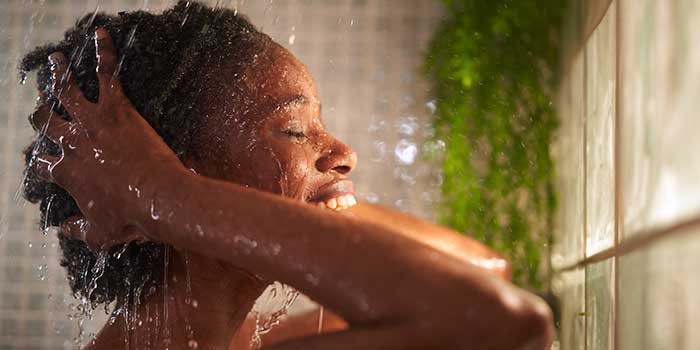 A woman washing her hair