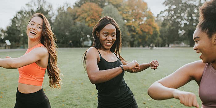Women working out together