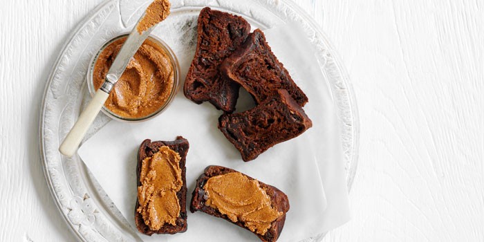 Almond butter on malt loaf