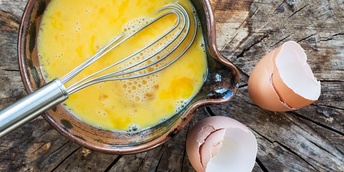 Whisked eggs and egg shells
