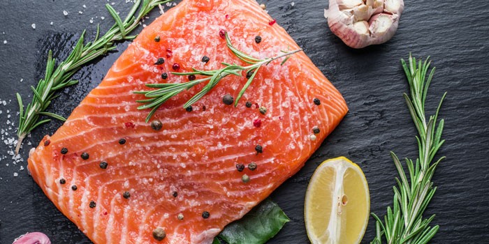 Salmon fillet on slate